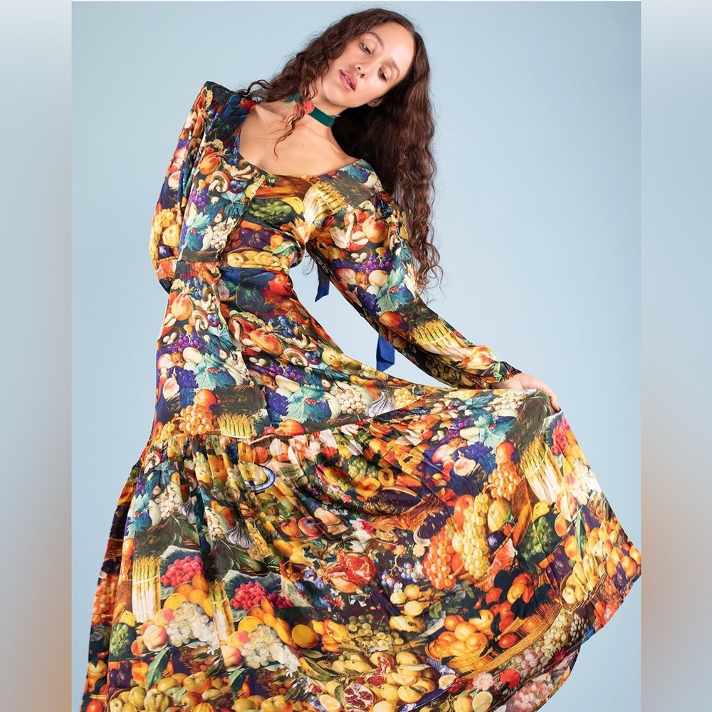 Samantha Pleet banquet dress in harvest print